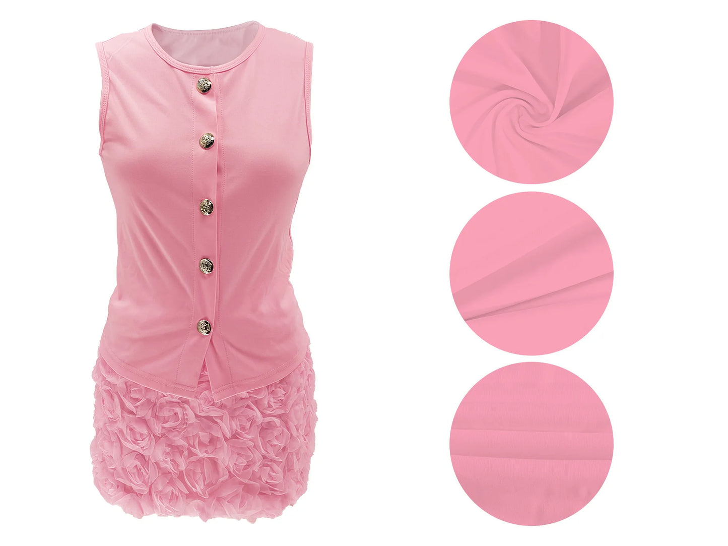 Elegant and Flattering Sleeveless O Neck Two Piece Set for Women