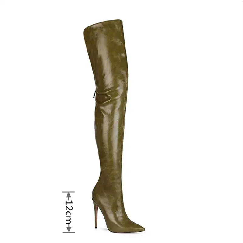 Over The Knee Pointed Toe High Heel Boots for Women