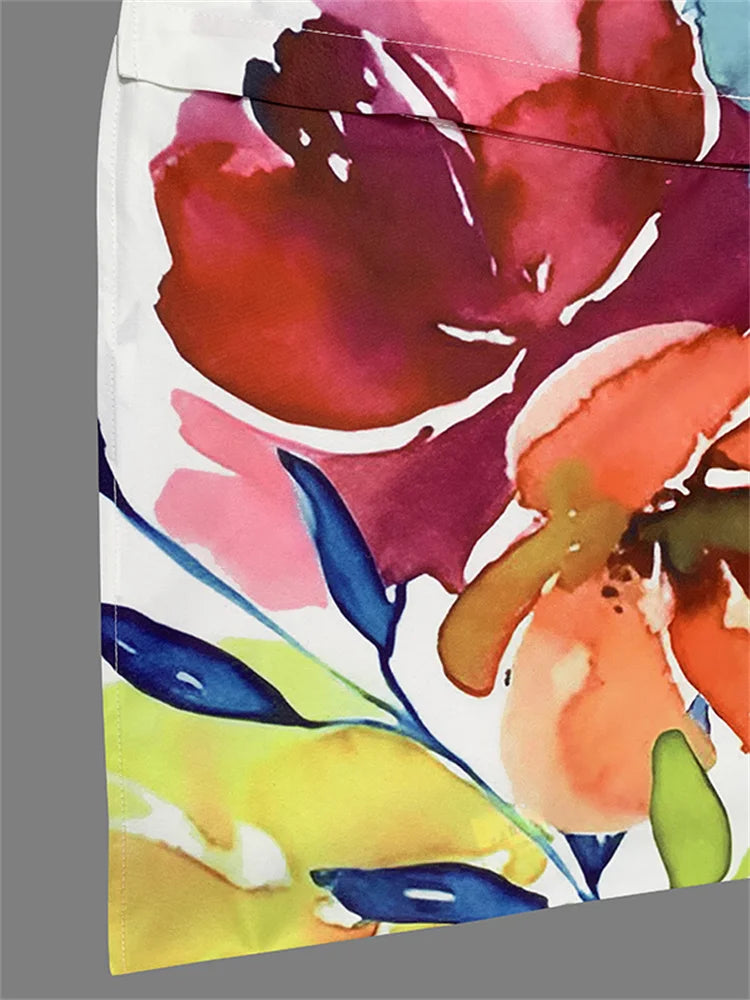 2026 New Spring Elegant Colorful Floral Printed Long Shirt Dress Women Long Sleeves Loose Casual Going Out Vacation Maxi Dresses