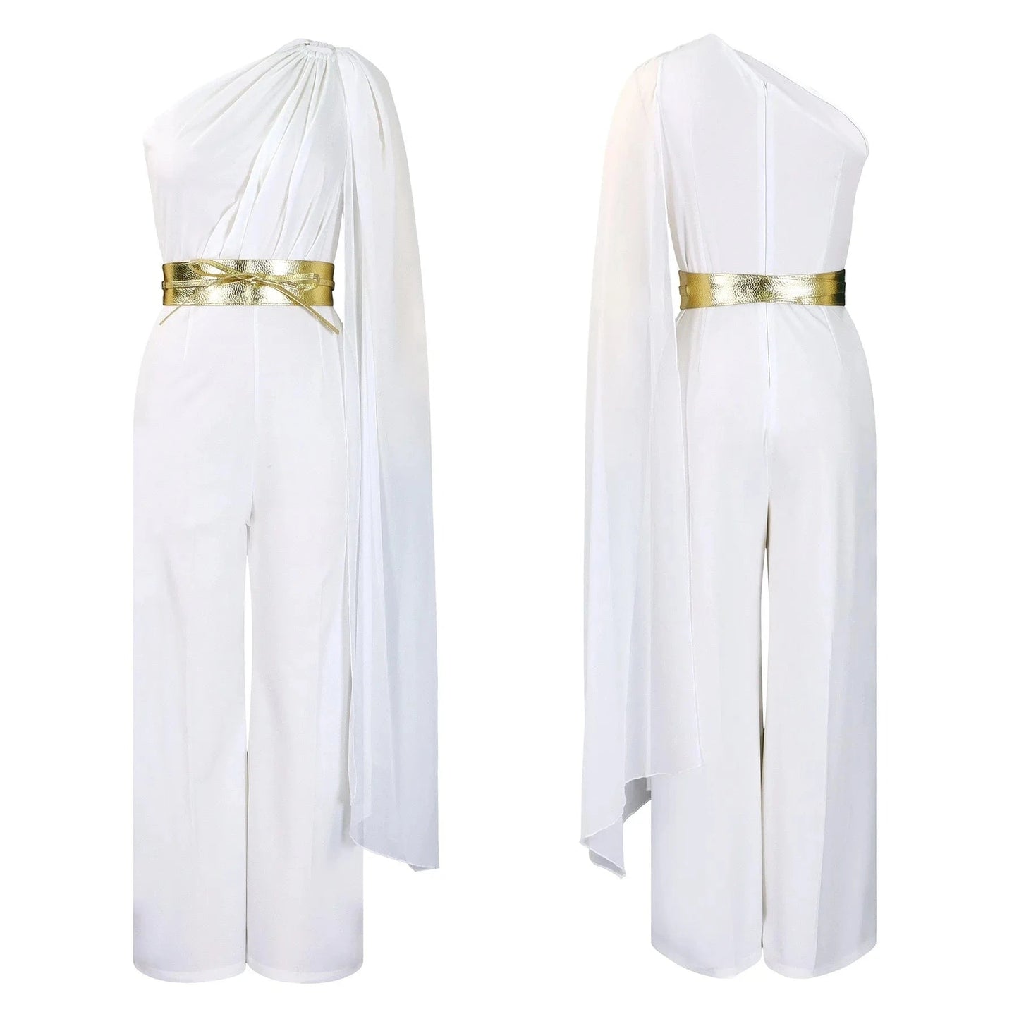 Elegant Jumpsuits & Rompers for Woman One Shoulder Flying Sleeve High Waisted Luxury Birthday Party Dinner Outfits Overalls 2024