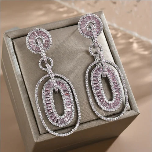 Geometric Zircon Drop Earrings