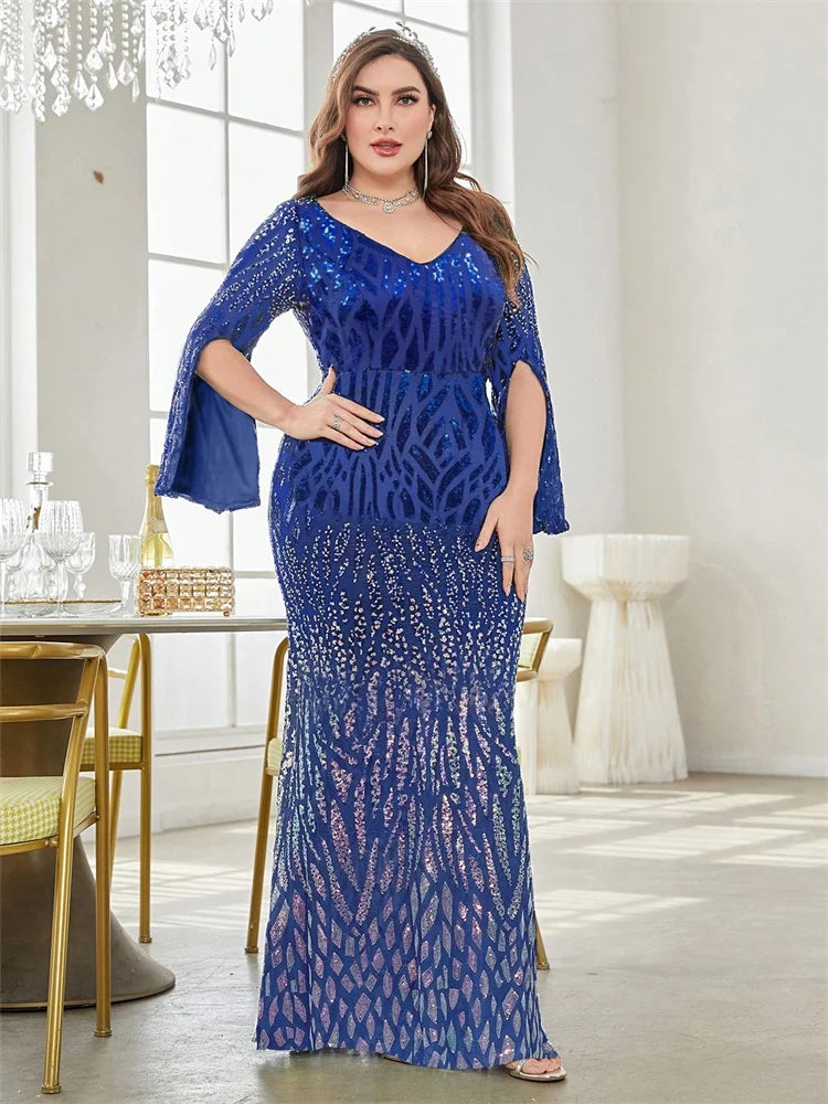 Plus Size Sequin Evening Dress