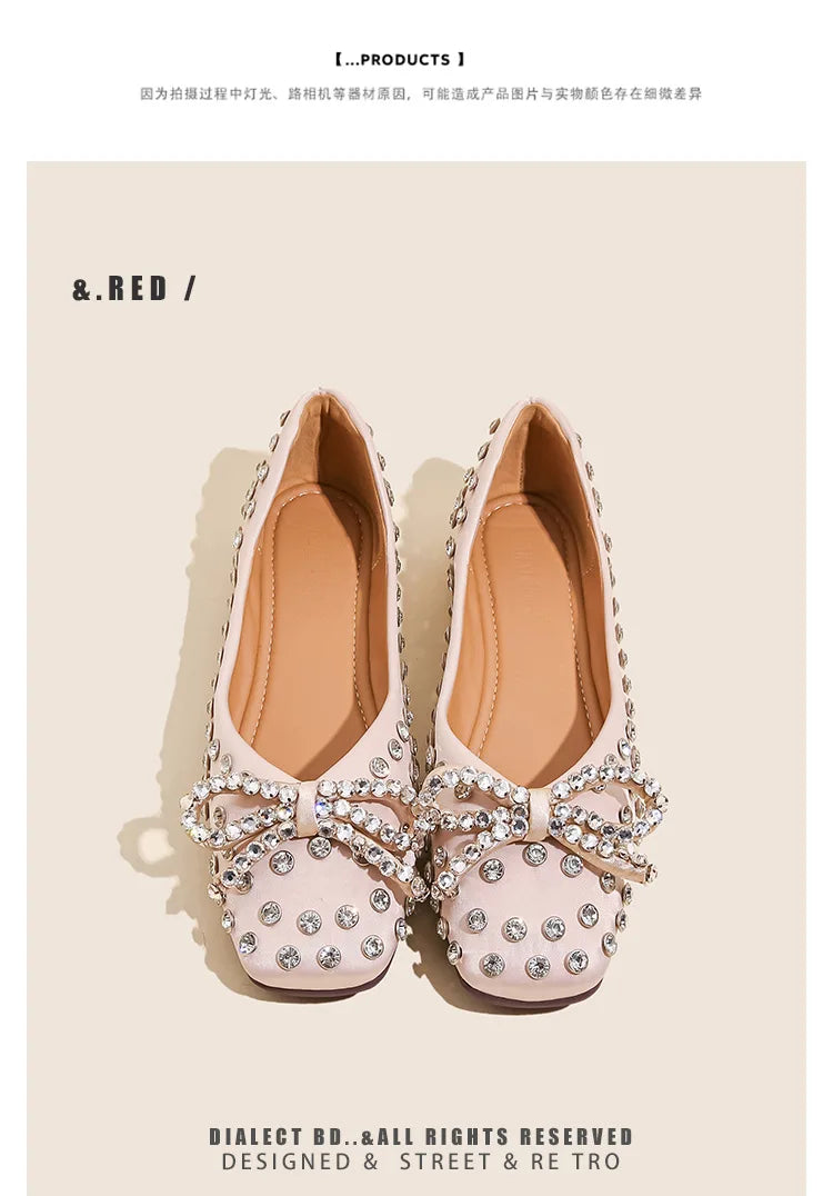Elegant Rhinestone Bowknot Mary Jane Shoes For Women