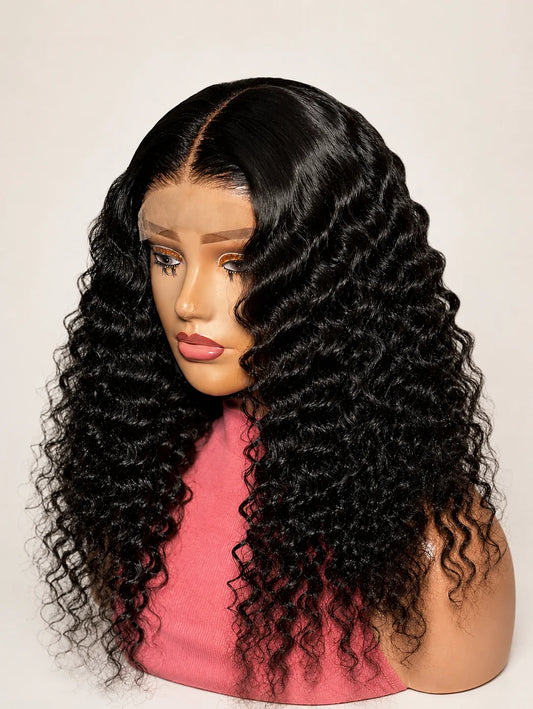 Pre Plucked Deep Wave Lace Front Human Hair Wig for Women