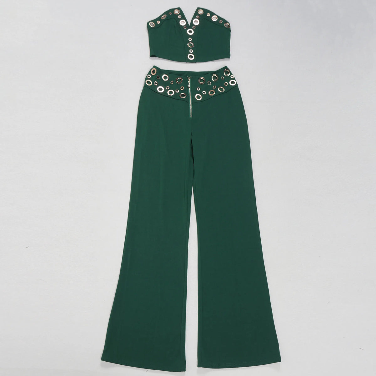 V Neck Top And Wide Leg Pants Set