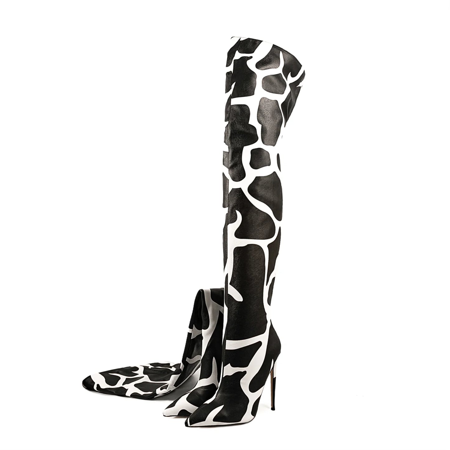 Sexy Striped Back Zip Over-the-Knee Boots for Women