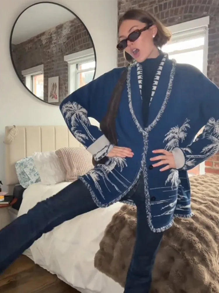 Ethnic Tassel Women 's Sweater Knitted V-neck Bandage Thicken Full Sleeve Jumper For Woman Winter Woman Coats Jacket Knitwear