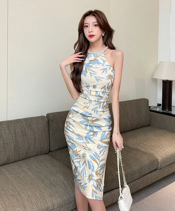 Dresses for Women Tight Split Flower Off Shoulder Midi Woman Dress New in Cheap Casual on Sale Clearance Beach Promotion Clothes