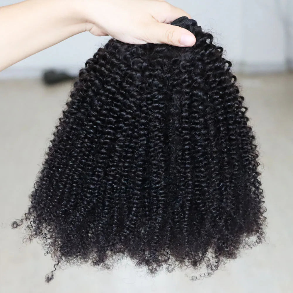 Afro Kinky Curly Human Hair Weave Extensions for Women