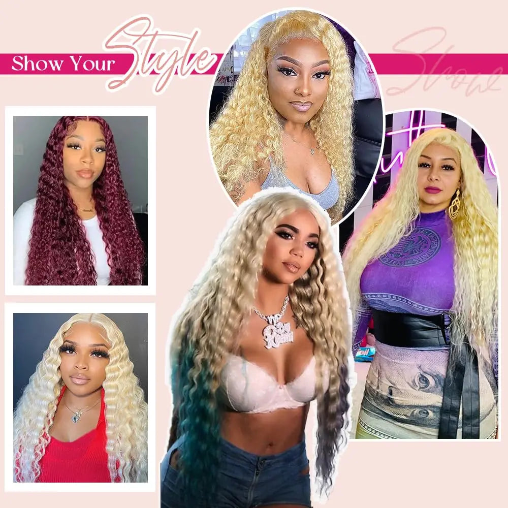 Long Deep Wave Lace Front Human Hair Wig for Women
