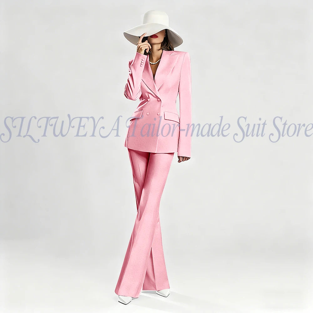 Slim Fit Double Breasted Blazer Suit Set for Women