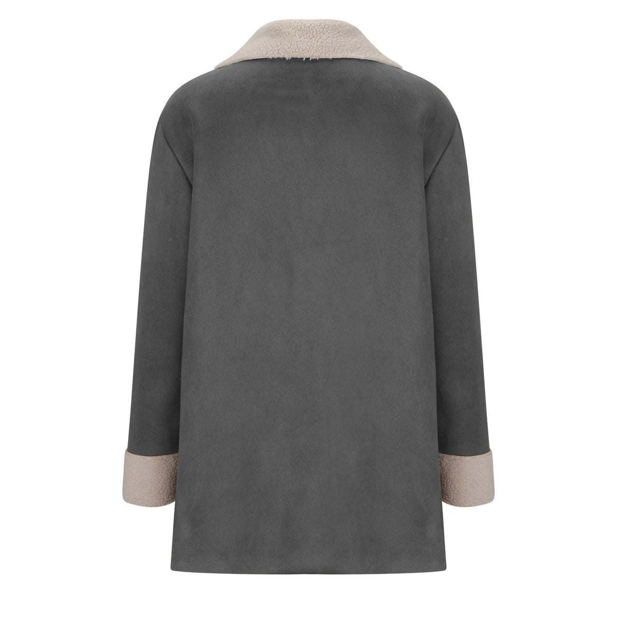 Warm Fleece Lined Suede Coat With Notch Lapel for Women