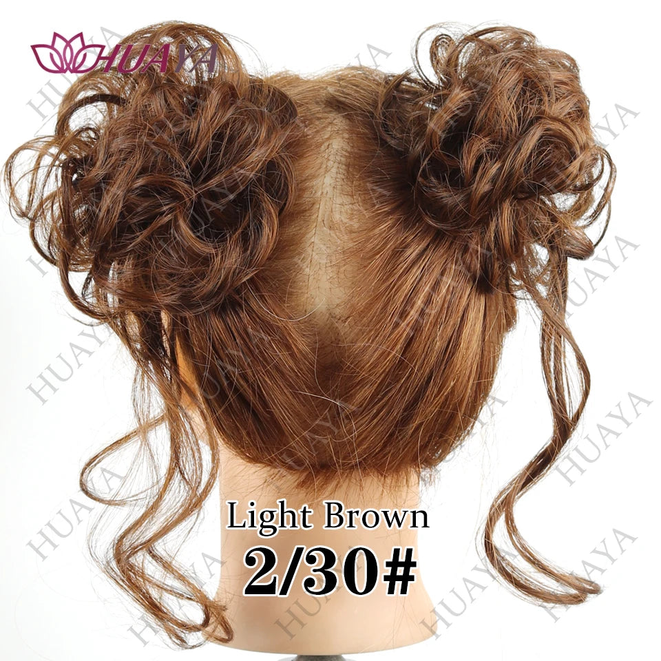 Double Pack Messy Synthetic Curly Hair Bun Wrap For Women