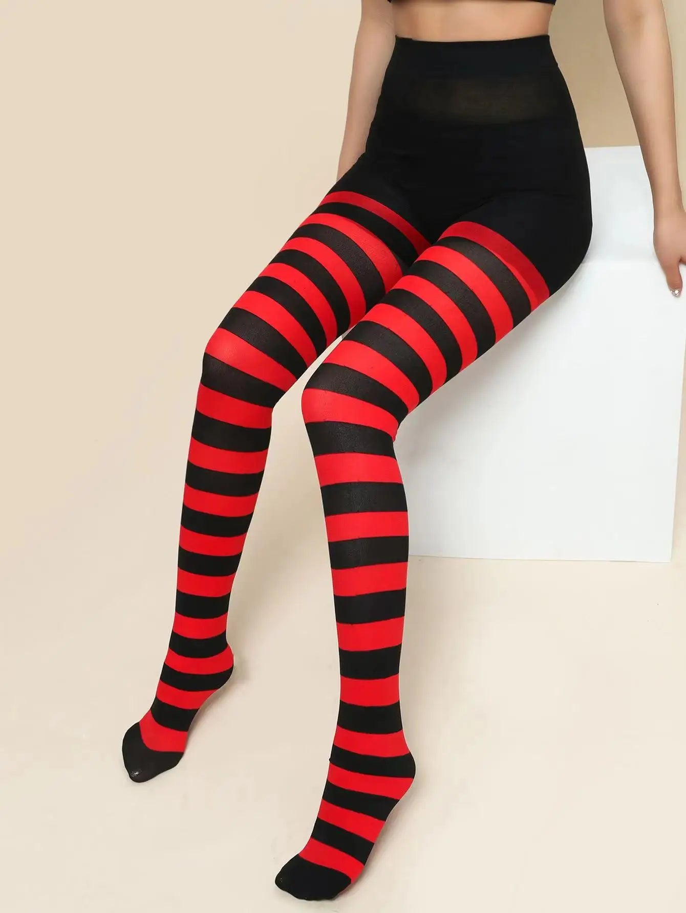 FCCEXIO New Striped Yoga Legging Women Print Goth Style Long Tights Casual Punk Ladies Sport High Waist Workout Elastic Leggings