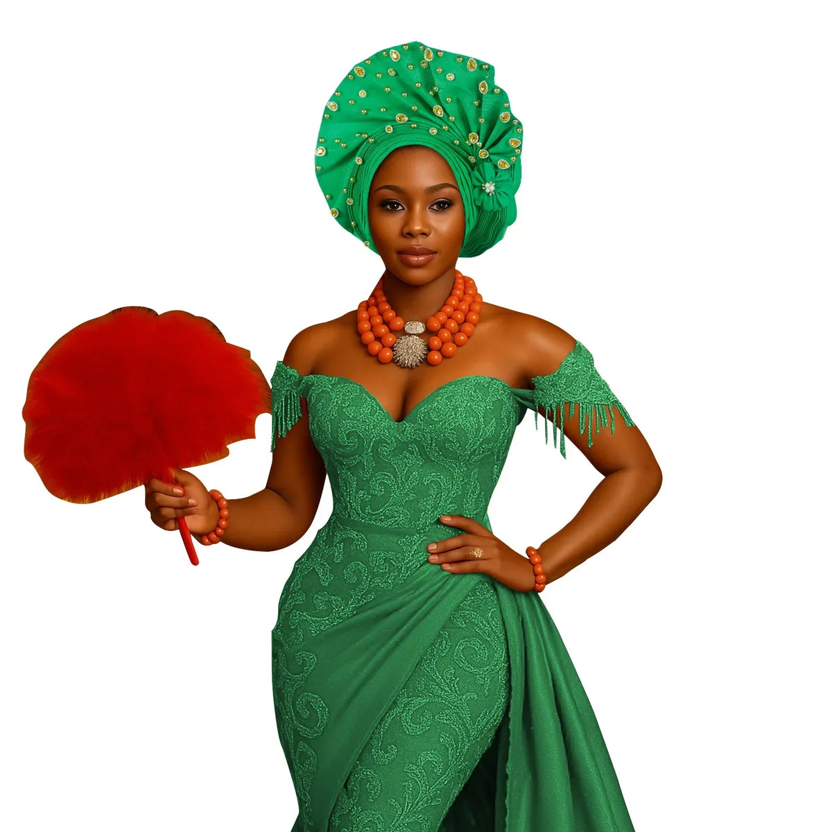 Pre-Tied African Wedding Party Gele Headwrap for Women
