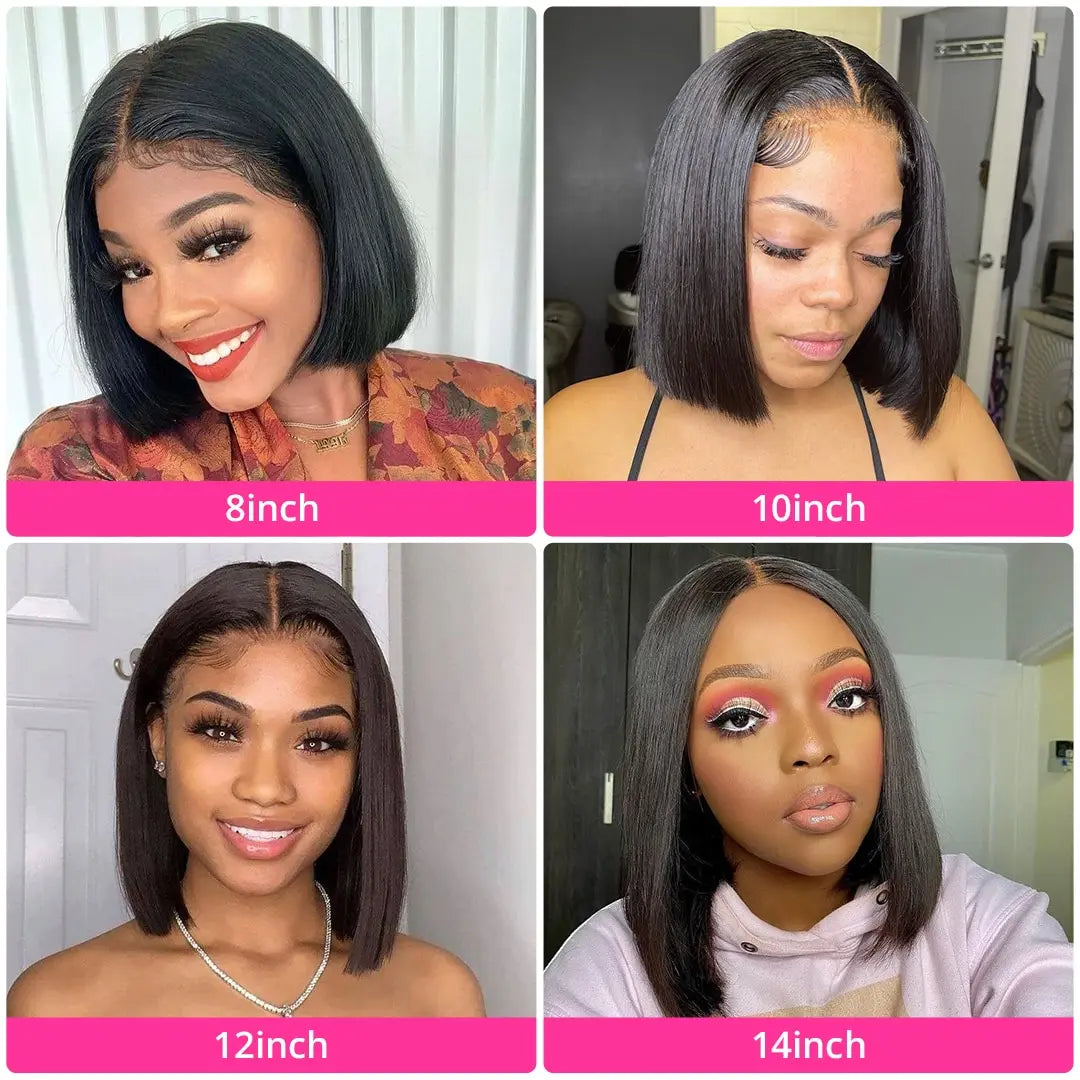 HD Straight Brazilian Human Hair Bob Lace Front Wig for Women