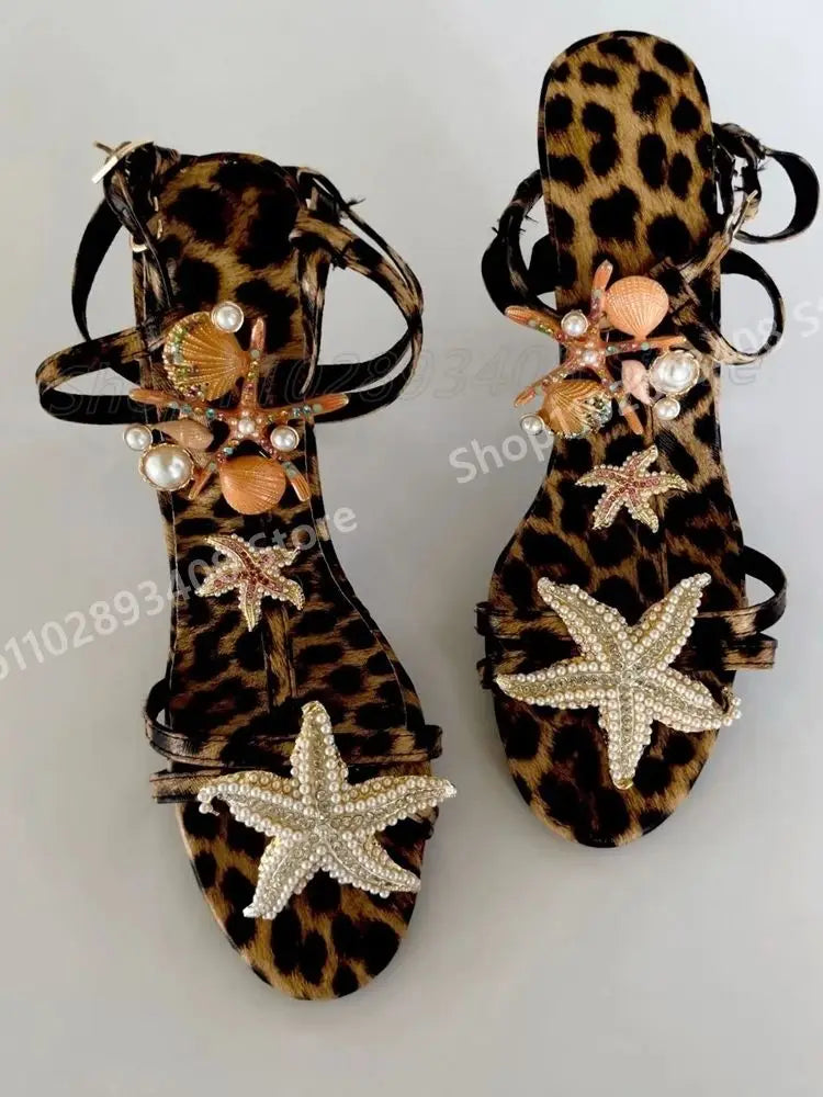 Starfish Decor Elegant Strappy Open Toe Sandals for Women