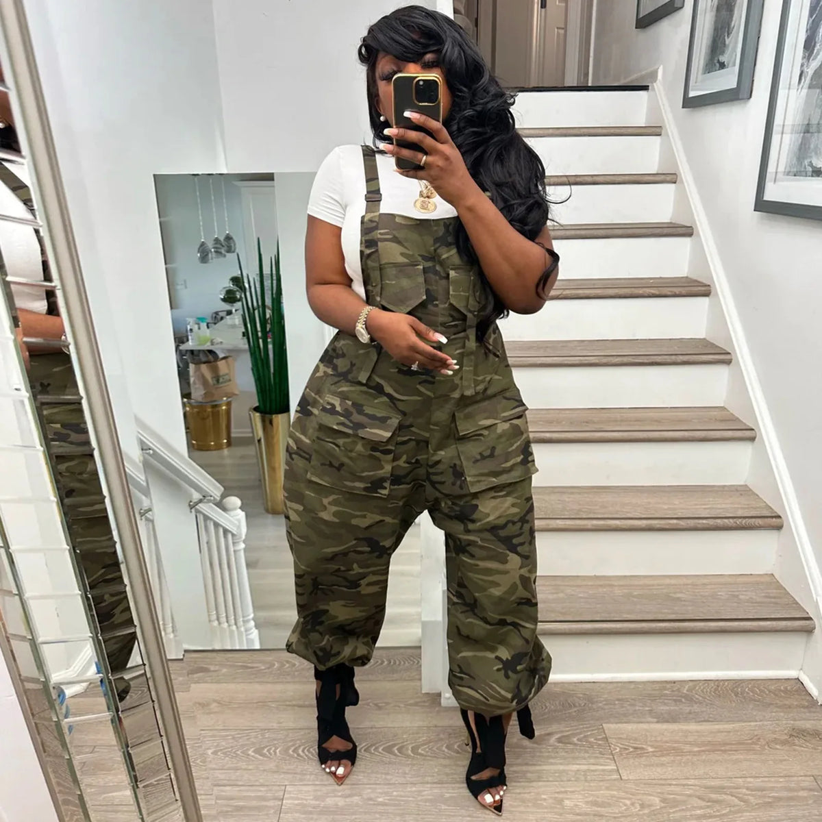 Camouflage Cargo Pocket Jumpsuit