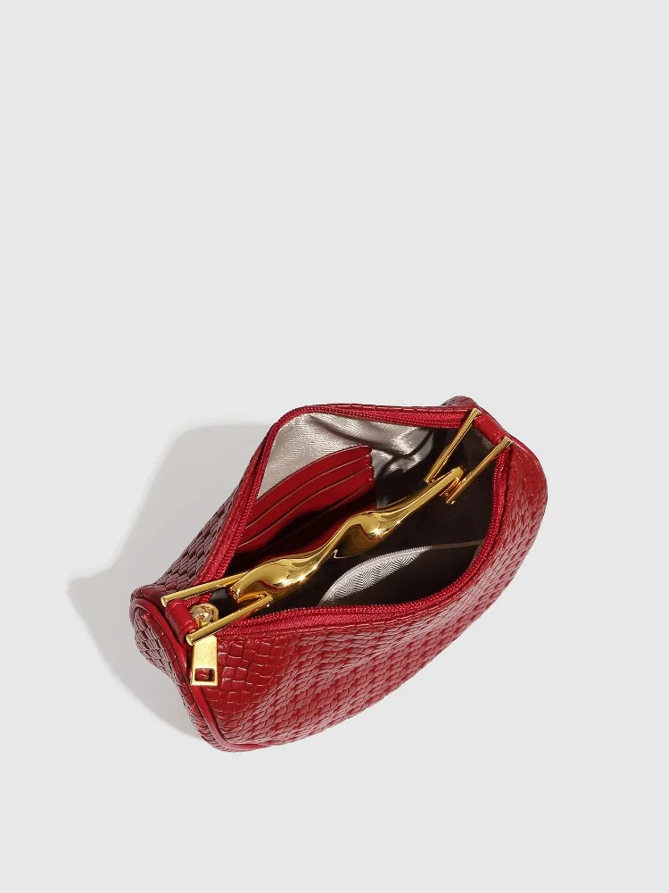 Gold Handle Brand Handwoven Handbag Casual Fashion Bow Design Purse Exquisite High-end Leather Brown Zipper Luxury Shoulder Bags