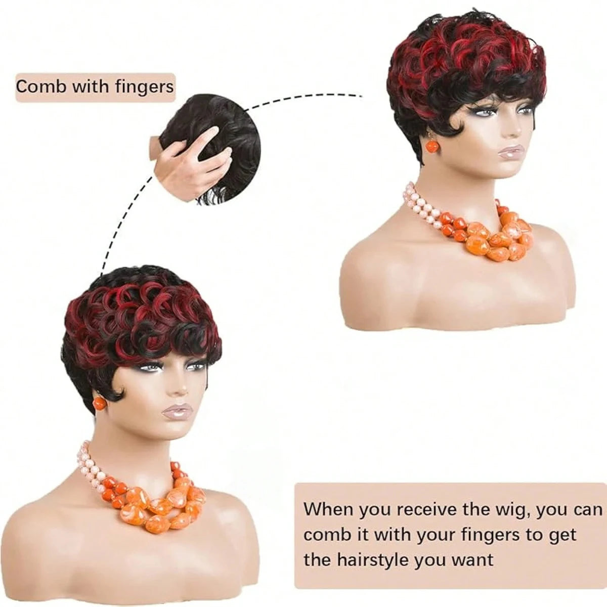 Premium Heat Resistant Short Curly Pixie Wig for Women
