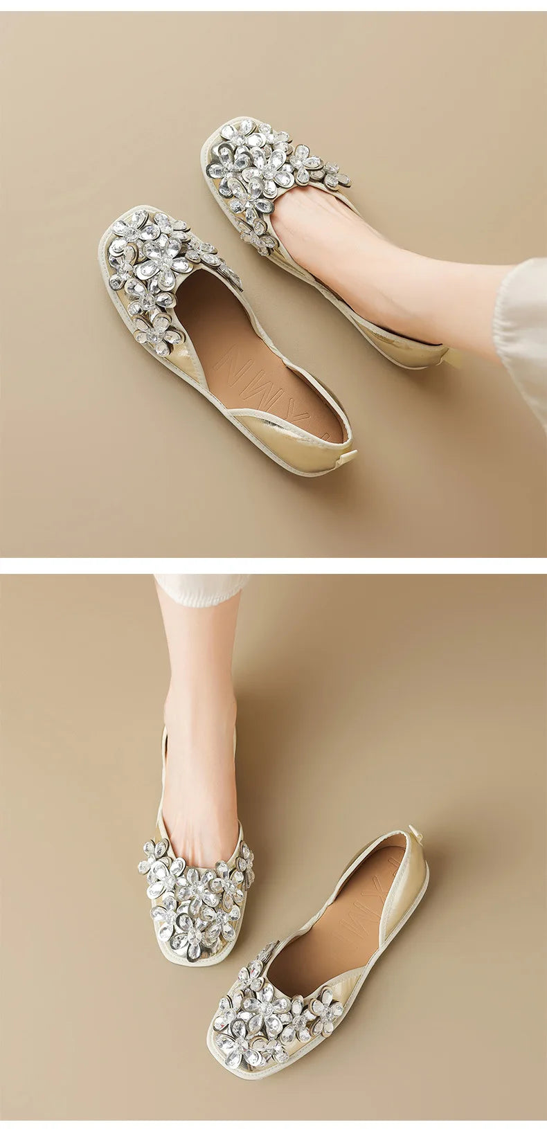 Luxurious Rhinestone Square Toe Slip On Mules for Women