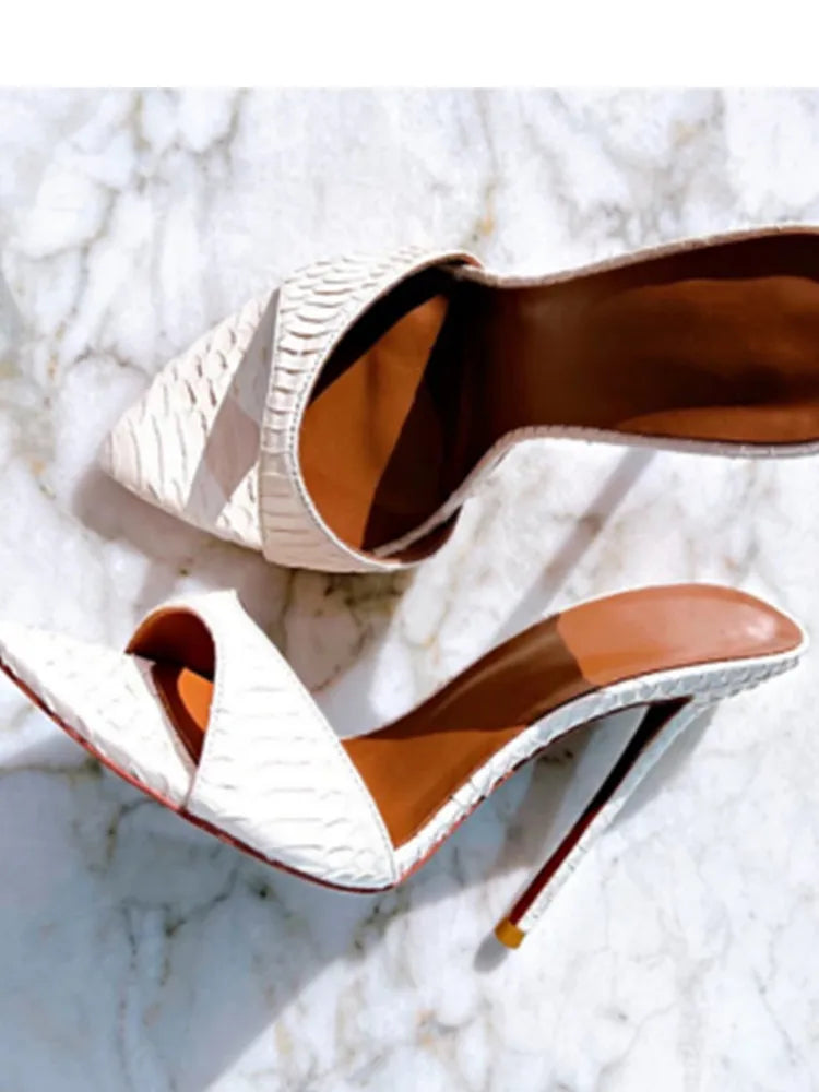 Pointed Toe Slim High Heel Wedding Sandals for Women
