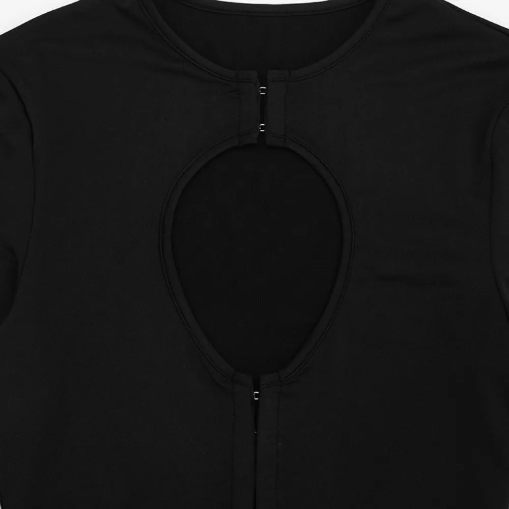 Hollow Out Long Sleeve Crop Top And Shorts Set for Women