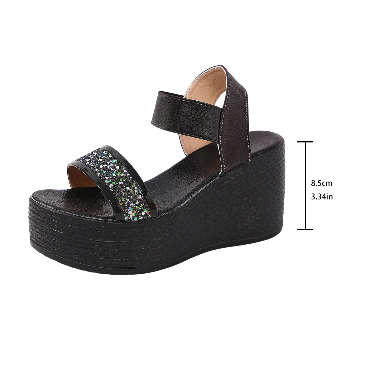 Gold Glitter Platform Wedge Sandals