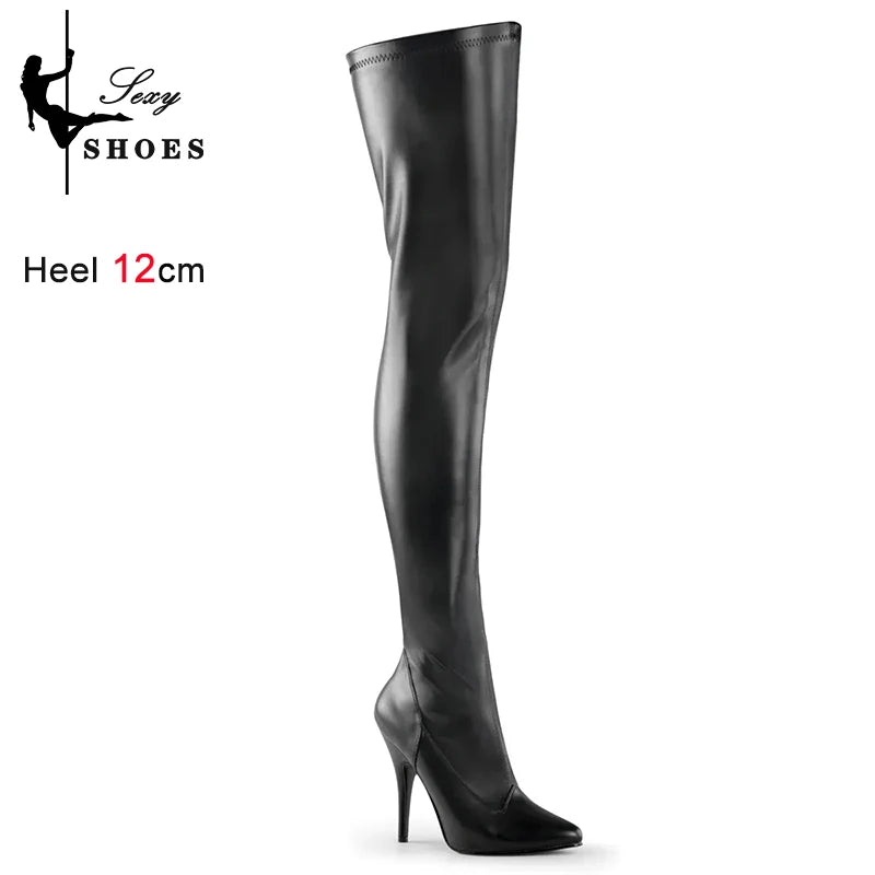 Plus Size Over-The-Knee Leather Stiletto Boots for Women
