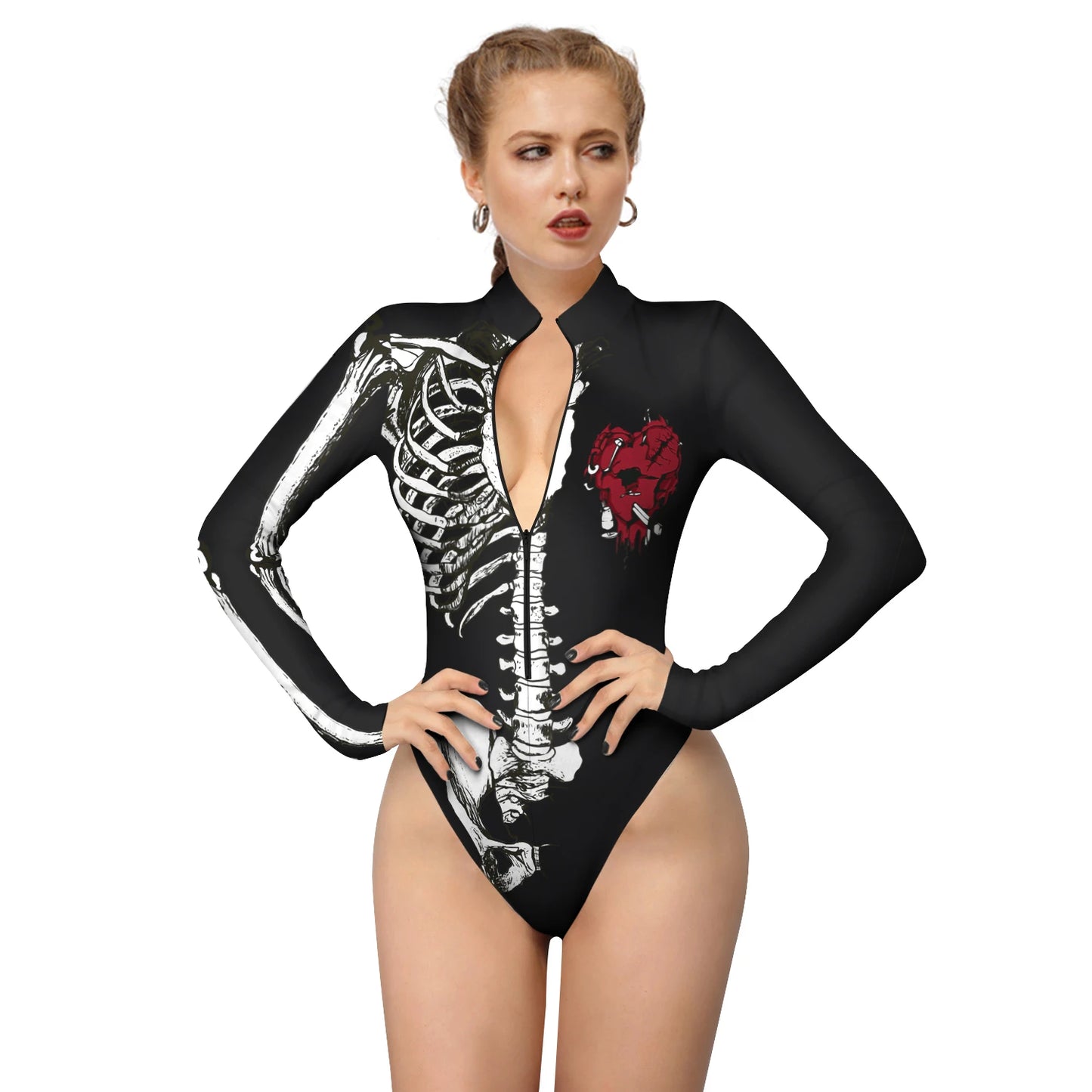 Halloween Skeleton Print Zentai Jumpsuit for Women