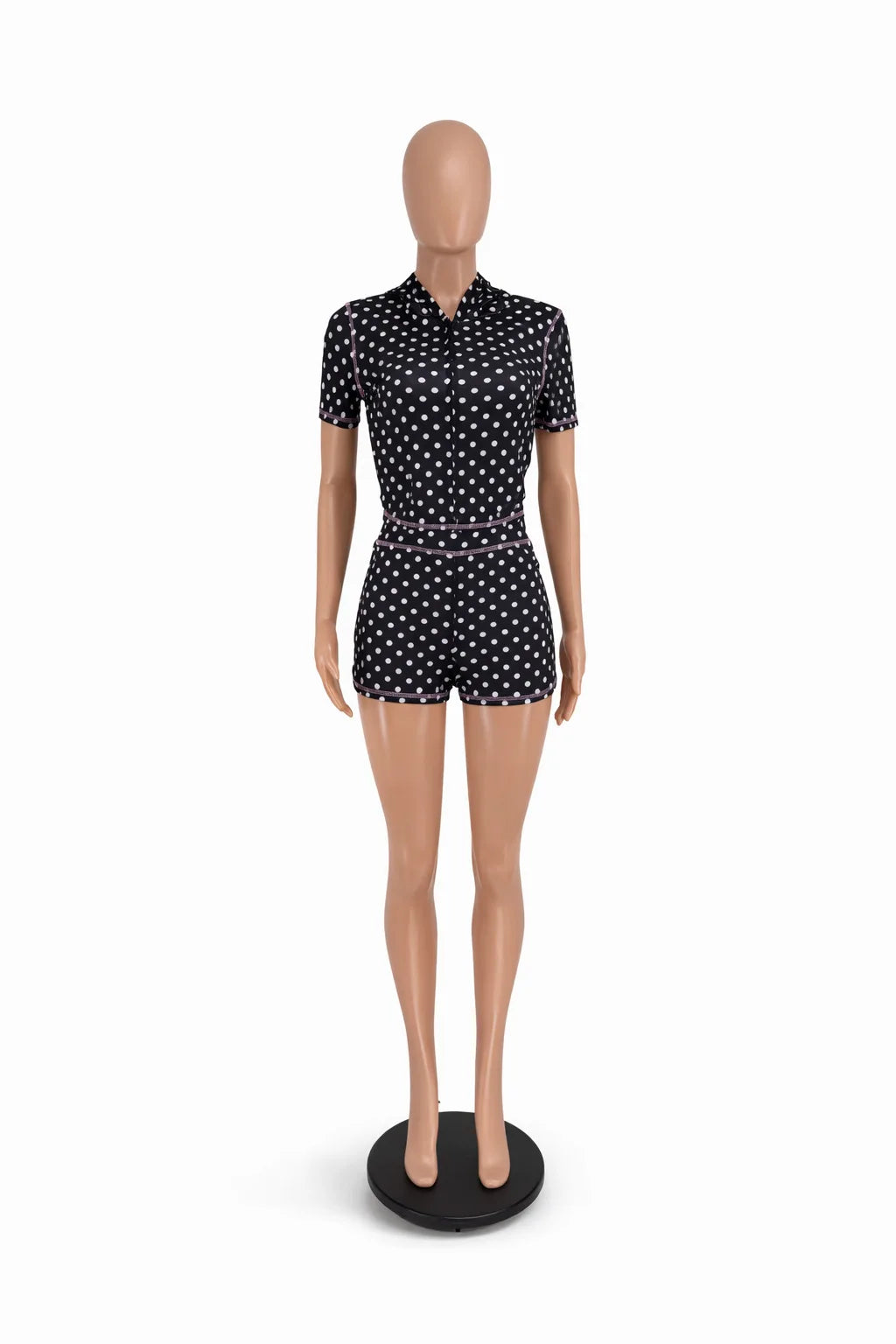 Chic Polka Dot Patchwork Streetwear Two-Piece Set for Women