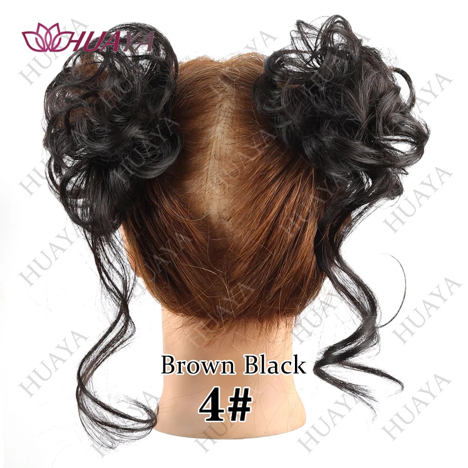 Double Pack Messy Synthetic Curly Hair Bun Wrap For Women