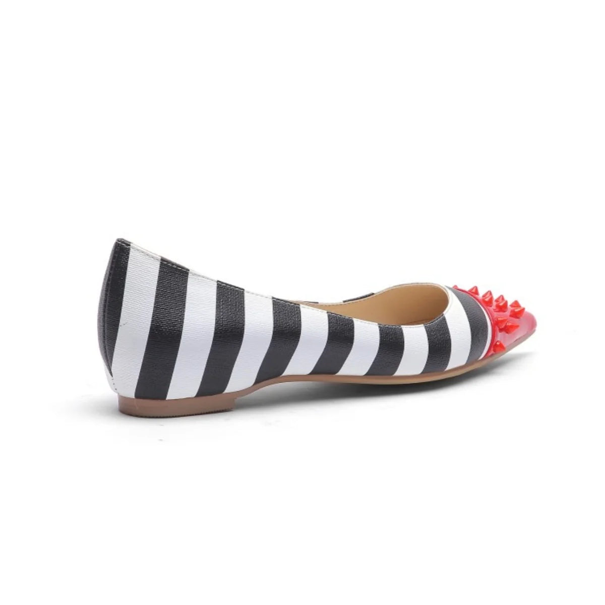 Sleek Pointed Toe Zebra Print Spiked Flats for Women