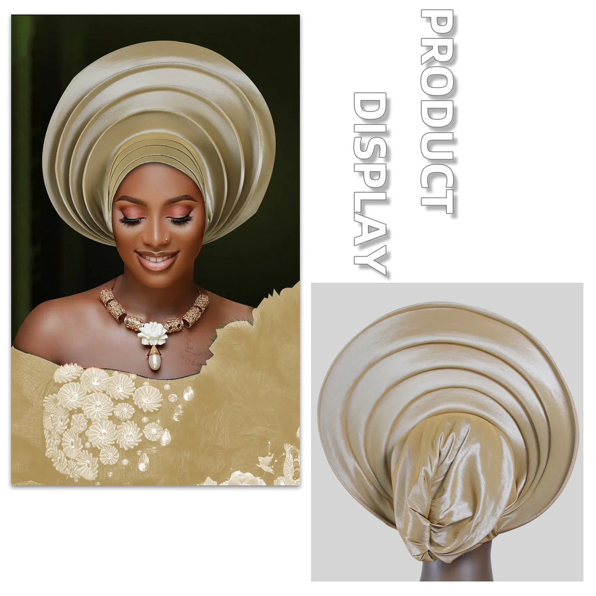 African Wedding Gele Turban Head Wrap Cap for Women