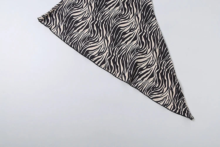 Zebra Striped Bandage Halter Backless Mini Bodycon Dress for Women