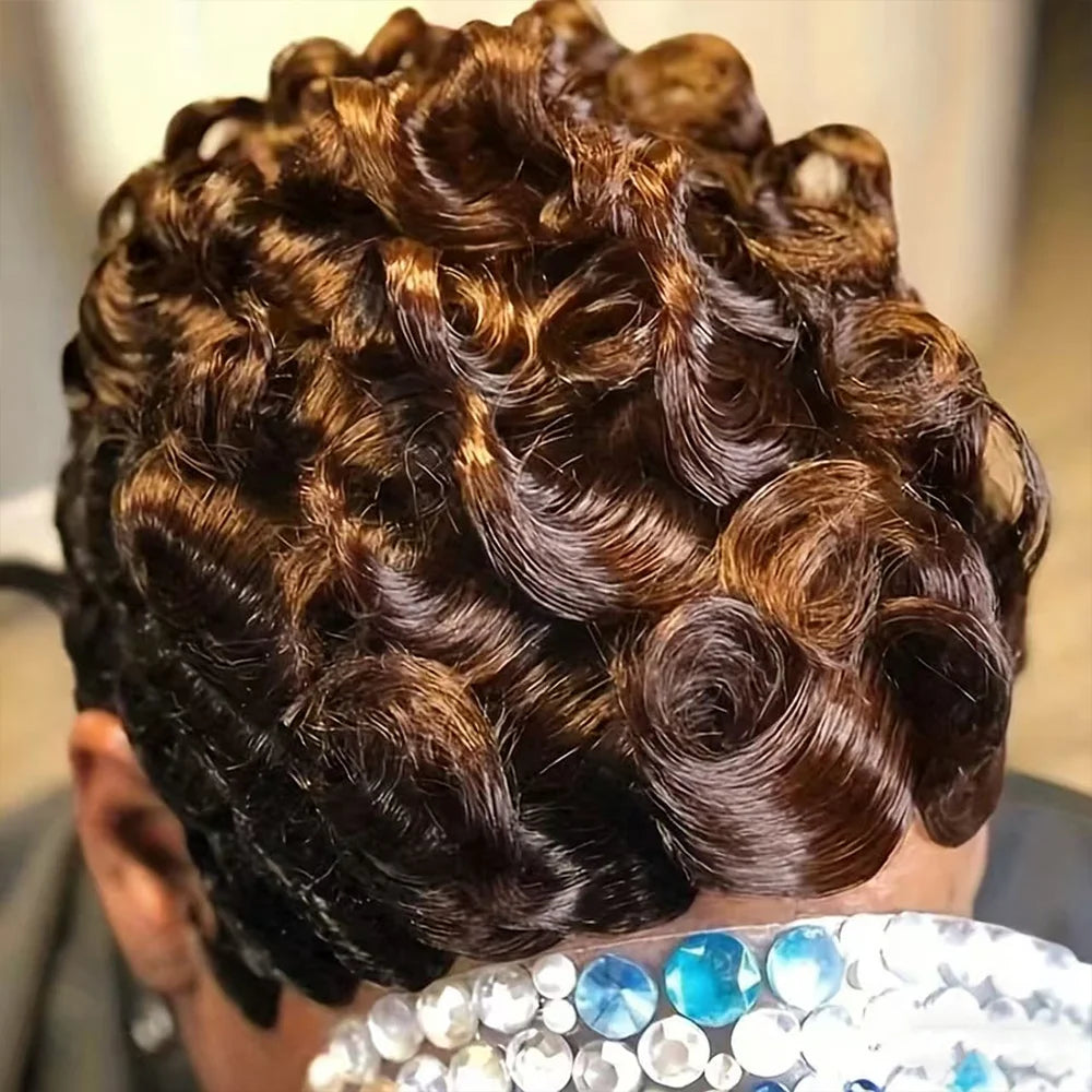 Curly Brazilian Pixie Cut Lace Front Wig for Women