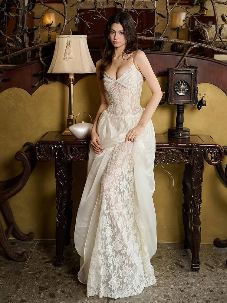 See Through Lace Patchwork Dress