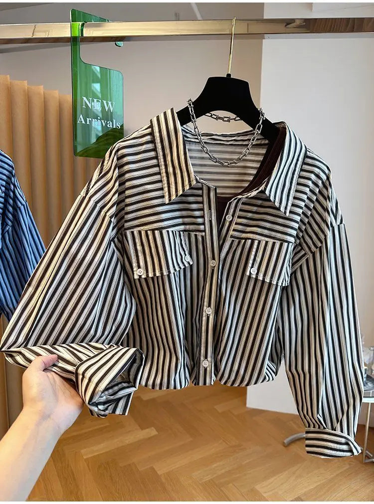 Loose Striped Spliced Lightweight Polyester Tank Top for Women