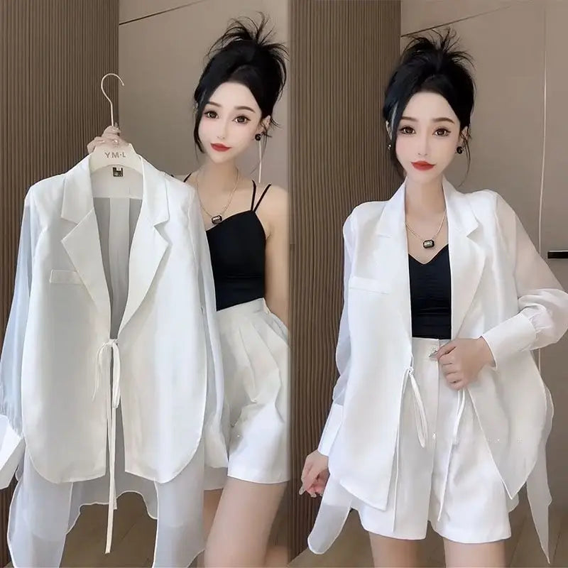 Summer 2 Piece Outfits 2025 Formal Kit Office Blazer Suits Set of Two Fashion Pieces for Women Shorts Cheap Womens Matching Sets