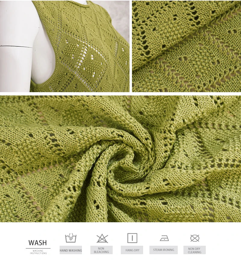 Sexy Cut Out Slit Knit Mesh Swimsuit Cover Up Pareo Tunic 2025 Summer Beach Maxi Dress Bikini Cover-ups Women Beachwear A2318