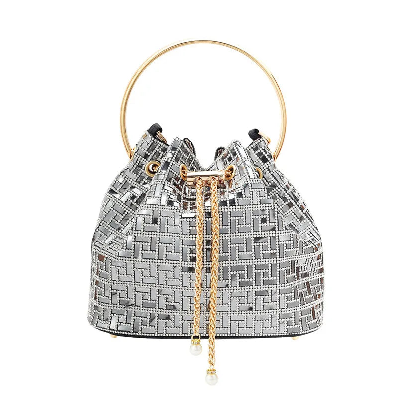 Rhinestone Evening Bucket Handbag