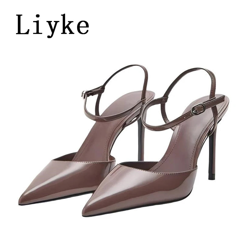 Elegant Pointed Toe Buckle Strap Stiletto Sandals for Women