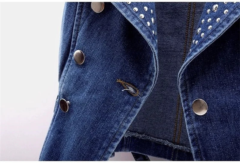 Sleeveless Double Breasted Denim Cowboy Vest for Women