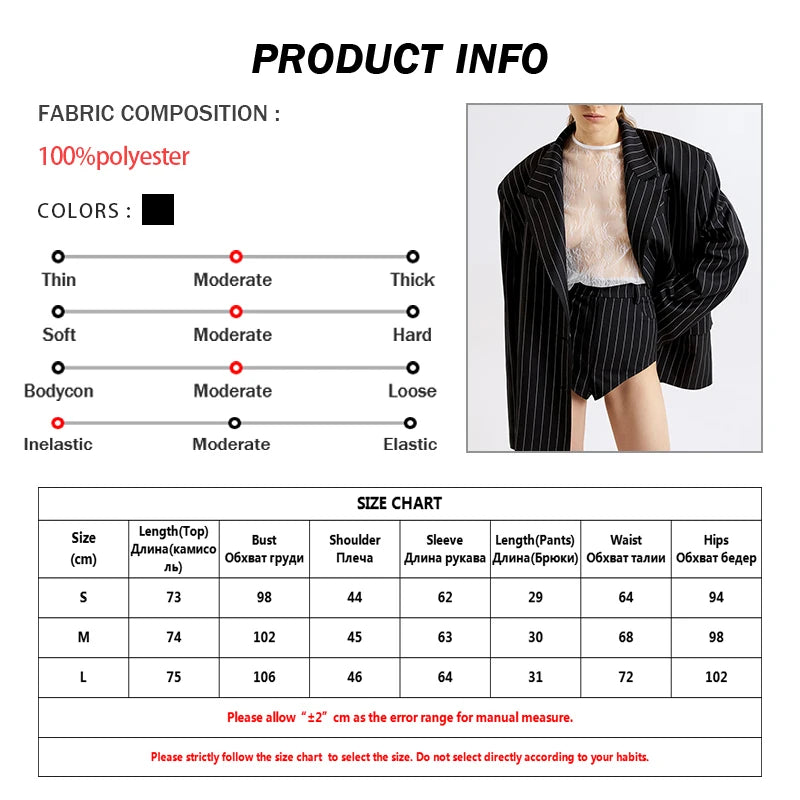 Oymimi Elegant Black Print Two Pice Outfits For Women Fashion Long Sleeve Single Button Blazers And High Waist Shorts Female Set