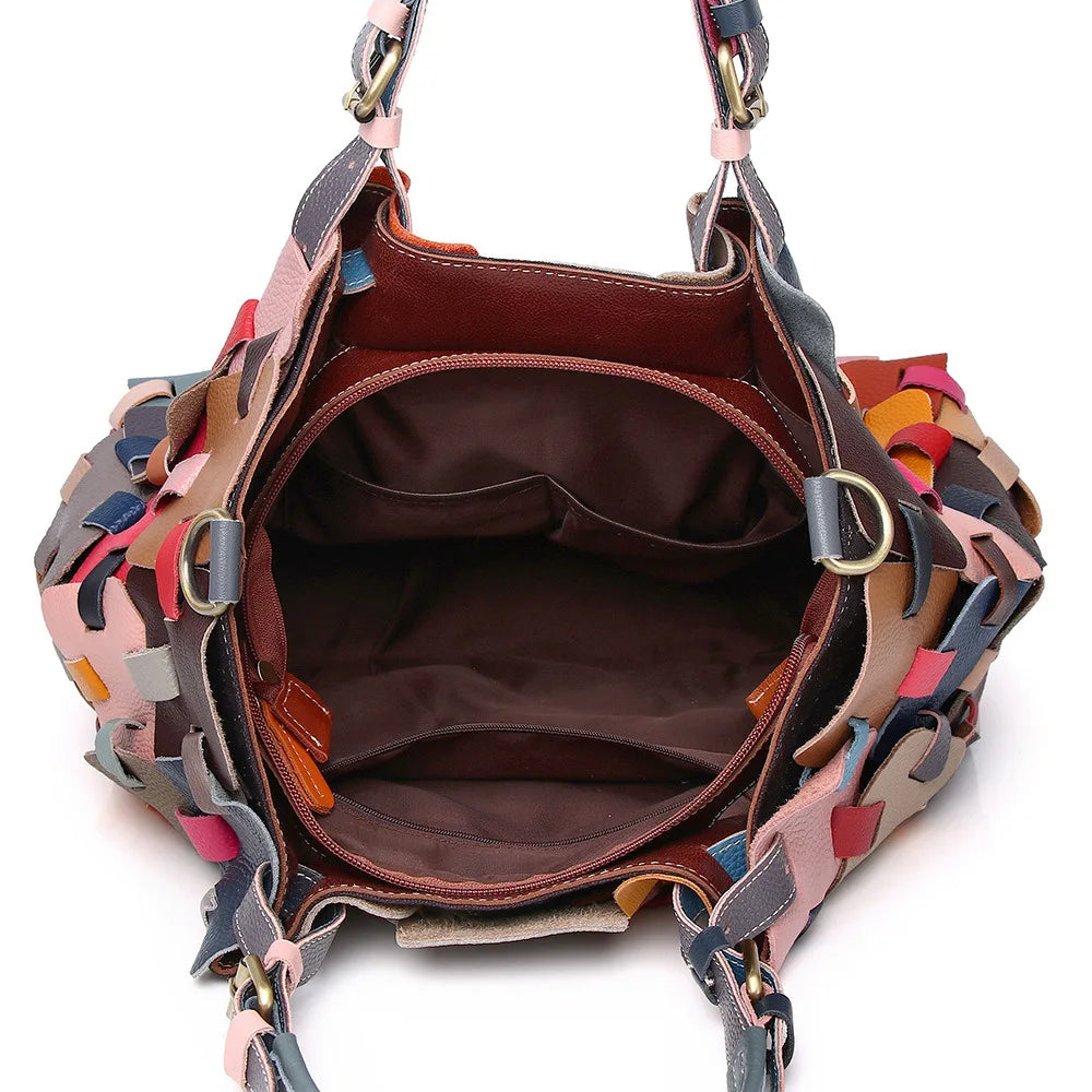 Ladies' bag, ethnic style, colorful European and American woven handbag, one shoulder crossbody beach bag, vegetable basket bag