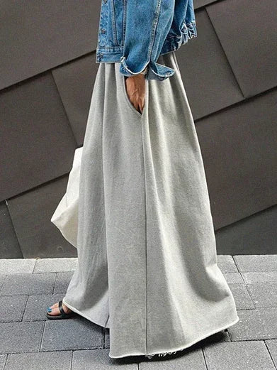 Beautyblue Gray Wide Leg Pants Black Bottoms for Women Casual Loose Pocket Korean Harajuku Streetwear Female Outdoor Sweatpants