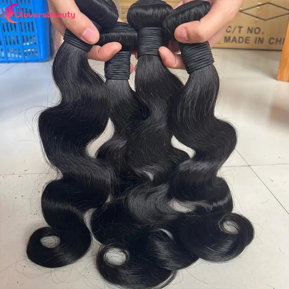 Natural Black Body Wave Human Hair Bundles for Women