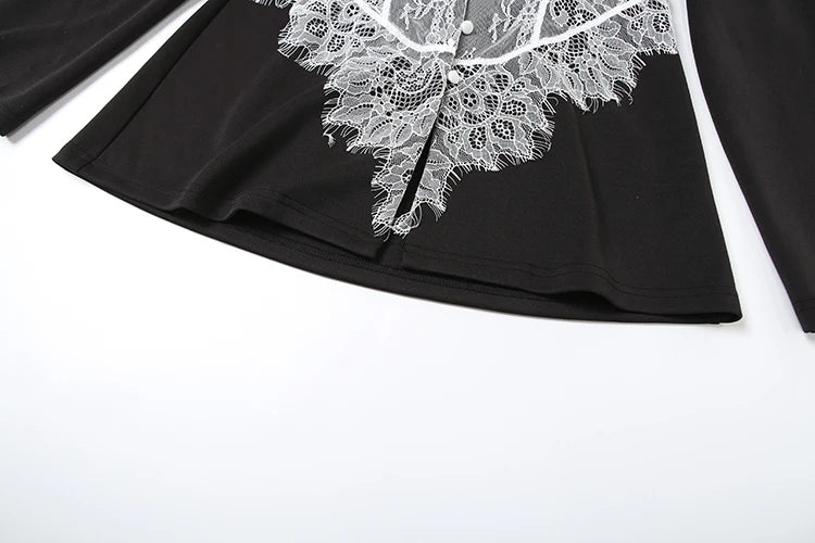 Lace Patchwork Button Front Jacket