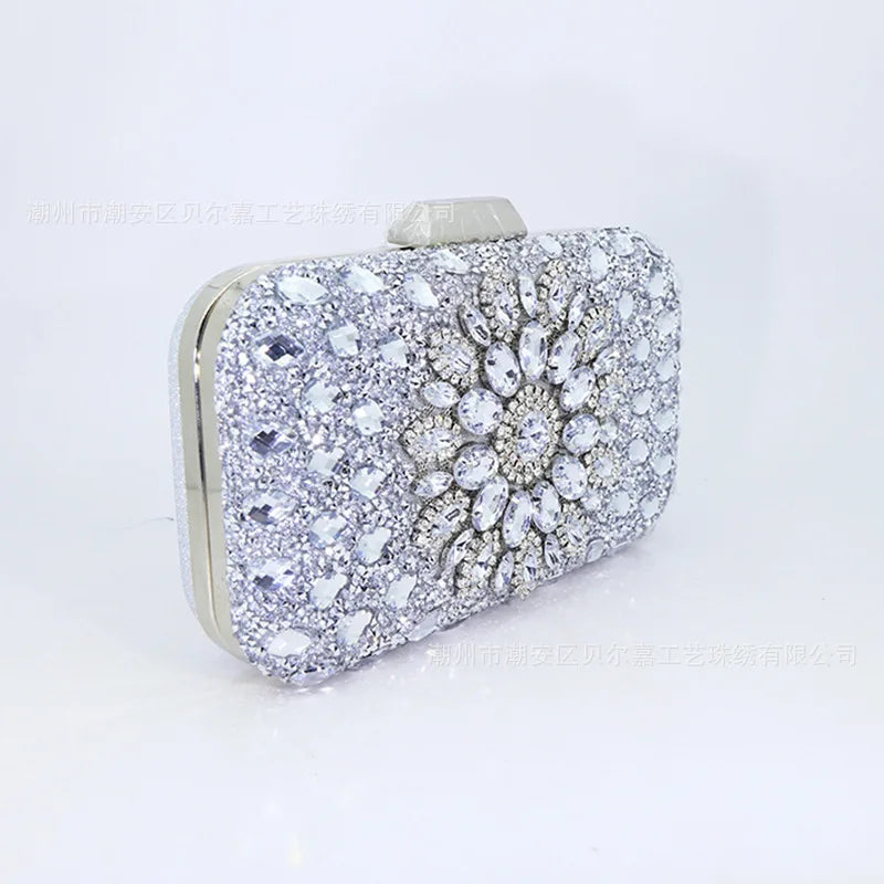 Rhinestone Sunflower Evening Clutch Handbag for Women