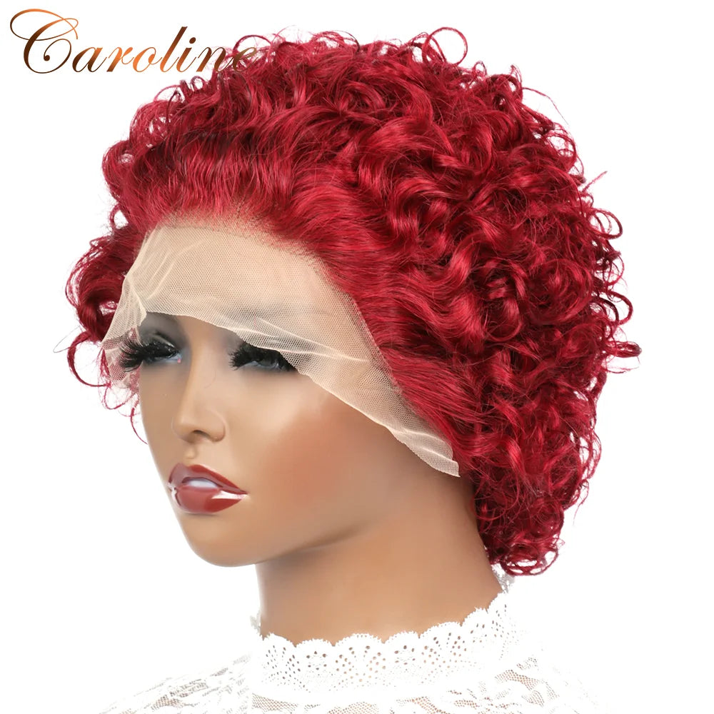 Pixie Cut Wigs Human Hair Short Curly Lace Front Human Hair Wigs For Women Water Wave Bob Wig 13x1 Transparent Lace Wigs
